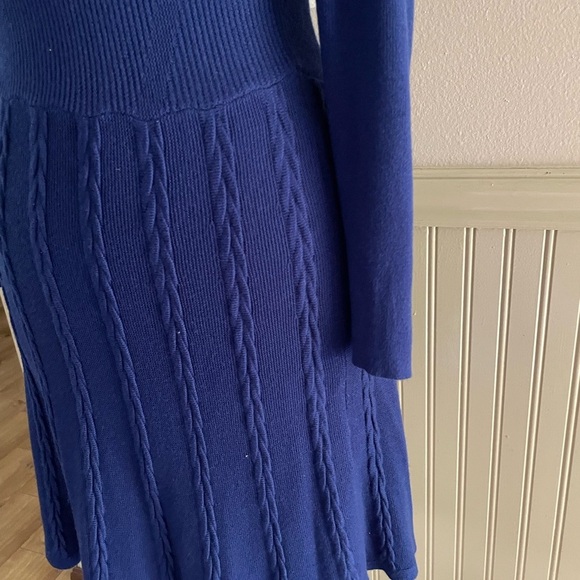 Thakoon Royal Blue 3/4 Sleeve Fit & Flare Knit Dress - Picture 3 of 8